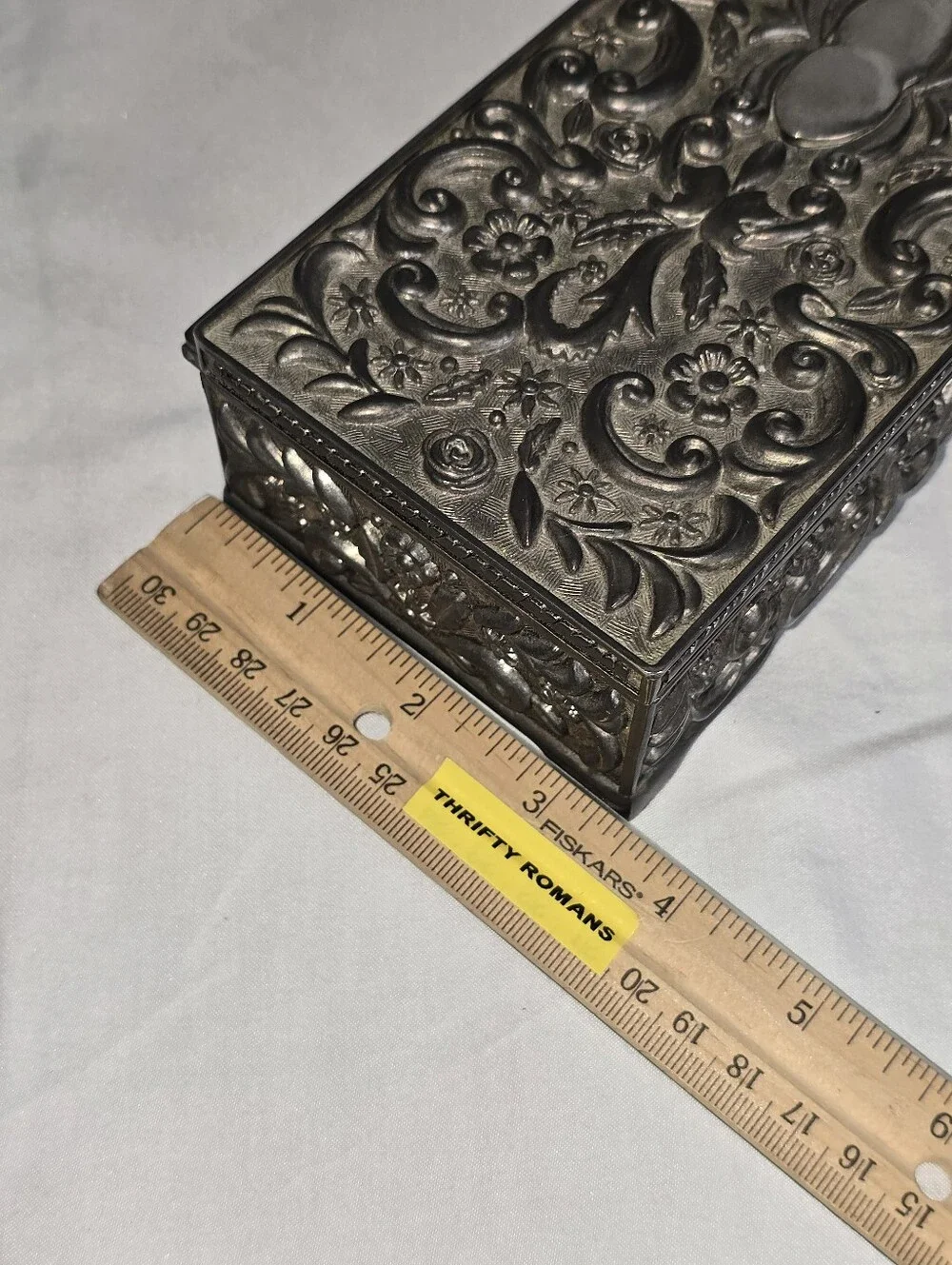 VTG 1992 Jewelry Box Godinger Silver Floral Ornate Baroque Rectangular